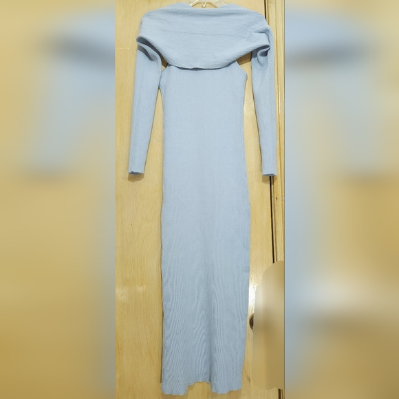 NWT Anthropologie Flat White 2Pc Ribbed Sweater Dress XS Blue Grey Retails $180 - Picture 5 of 16